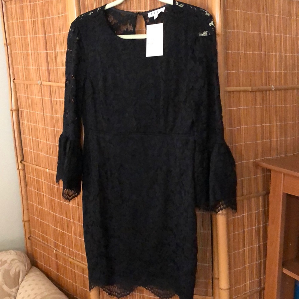Black lace overlay formal dress